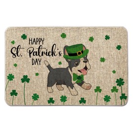 QIONG MENG St Patricks Day Door Mat French Bulldog Welcome Doormats Dog Entrance Rugs Farmhouse Home Kitchen Floor Front Door Mat for Indoor Outdoor 17 x 27 Inch