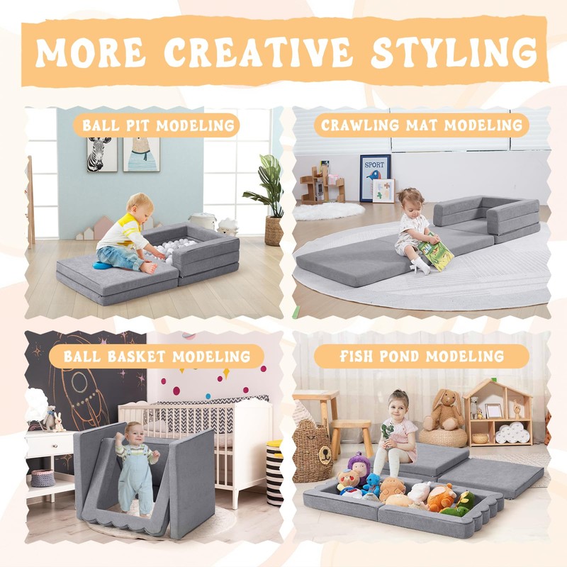 Portable Toddler Travel Bed|3-in-1 Convertible Sofa Bed High-Density Foam Floor