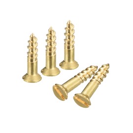 sourcing map Brass Wood Screws, 100Pcs M2 x 8mm Slotted Drive Flat Head Self Tapping Screw Countersunk for Woodworking Furniture