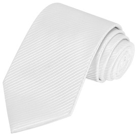 KissTies Mens Pure White Tie Solid Necktie Wedding Ties + Gift Box
