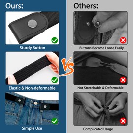 【2 Pcs】No Buckle Stretch Belt for Women and Men Elastic Waist Belt Invisible Belts for Jeans Pants (2Pcs Set C, L-XXL:Waist Size 32''-49'')