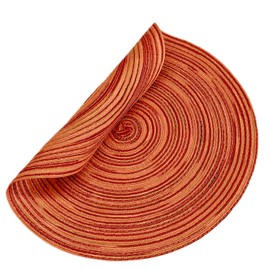 Youyi Better Lifes Round Braided Placemats Set of 8 Colorful Washable Durable Placemats Non-Slip 15 Inch Red-Orange Woven Table Mats for Dining Tables Holiday Party Decoration