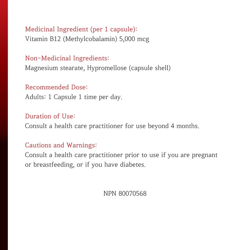 Nutridom Vitamin B12 - High Potency 5,000 mcg Methylcobalamin Supplement