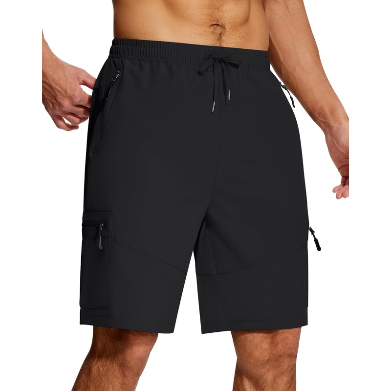 SERAMY Mens Hiking Cargo Shorts 9 Inch with Zipper Pockets