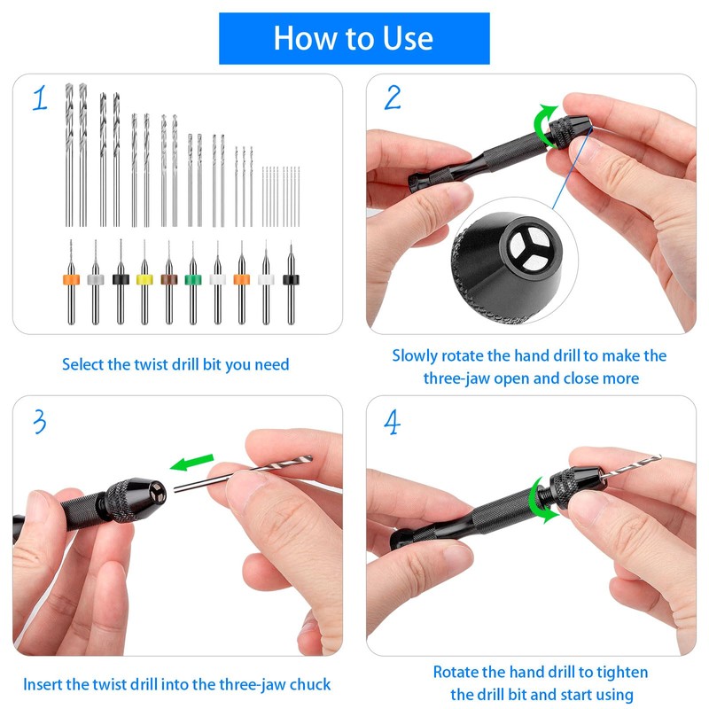 36 Pieces Hand Drill Set, Pin Vise Hand Drill with