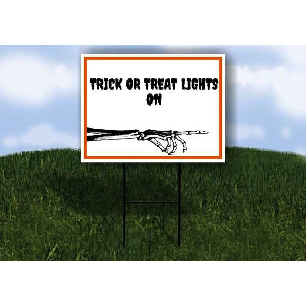 TRICK OR TREAT LIGHTS ON Halloween Skeleton Right Arrow Single