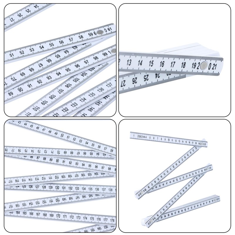 Folding Ruler Plastic Meter Stick with Scale, 2m Length Double-Sided