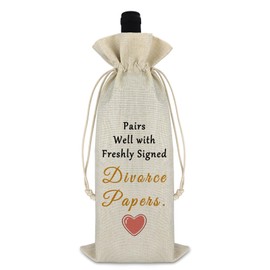 Divorce Gift New Beginning Gift for Women Men Wine Bag Divorce Party Decorations Breakup Christmas Congrats Gift Divorced Gift for Friends Sister Coworker Families Reusable Burlap Drawstring Wine Bag