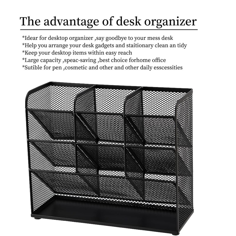 Marbrasse Mesh Desk Organizer, Multi-Functional Pen Holder, Desktop Stationary Organizer,