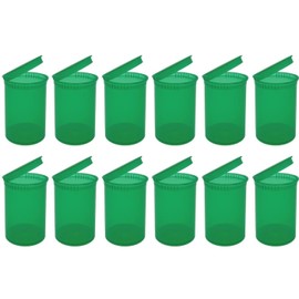 Multi-Use Airtight Empty Pill Bottles with Hinged Lids, 30 Dram Plastic Bottle Organizer for Supplements, Vitamins & Medicines, 12 Pack (Green Translucent)