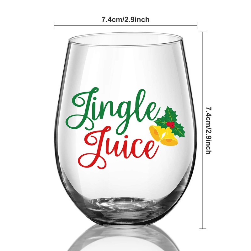 Wine Glass, Christmas Jingle Juice Cups 17 oz Bells Stemless