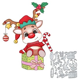 Christmas Elk Deer Metal Dies Cutting Die Cuts, Christmas Elk Deer Cutting Dies Embossing Stencils DIY Crafts Cards Cutting Dies for DIY Card Making Photo Decor Paper Dies Scrapbooking