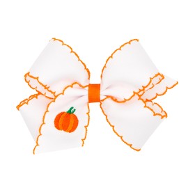 Wee Ones Girls Moonstitch Embroidered Bow, Pumpkin, Medium