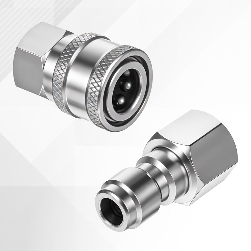 Bruislard 4 Sets NPT 1/4 Inch Pressure Washer Coupler, Stainless