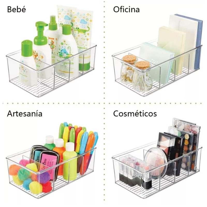 Organizador Caja de Almacenamiento Plastico 4 Divisiones Recpiente Multiuso para