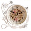 SWEET HOME Small White Table Top Clock Iron Rustic Home