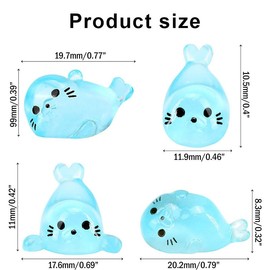 100Pcs Glow in The Dark Mini Seal Figurines,Cute Luminous Resin Sea Animals for Aquarium Decor, DIY Fairy Garden Ocean Creatures (4 Styles Seal Pup)