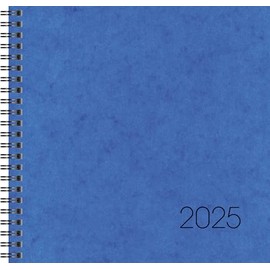 BRUNNEN Book Calendar Model 766 (2025), 2 Pages = 1 Week, 210 × 205 mm, 144 Pages, Cardboard Cover, Blue