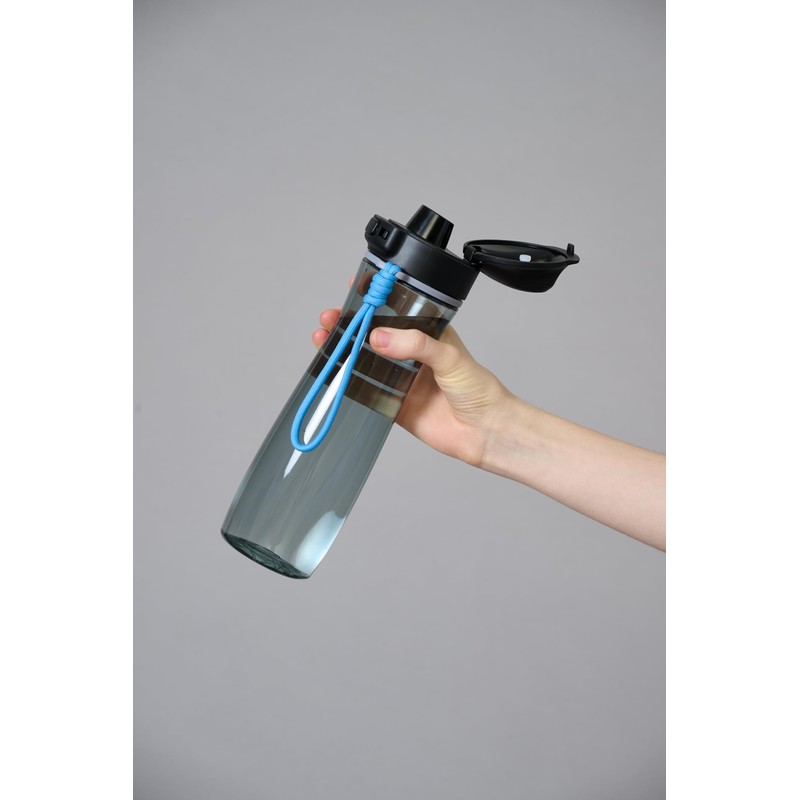Profino Active Sports Bottle, 750 ml, Tritan, Black Transparent, Ergonomic