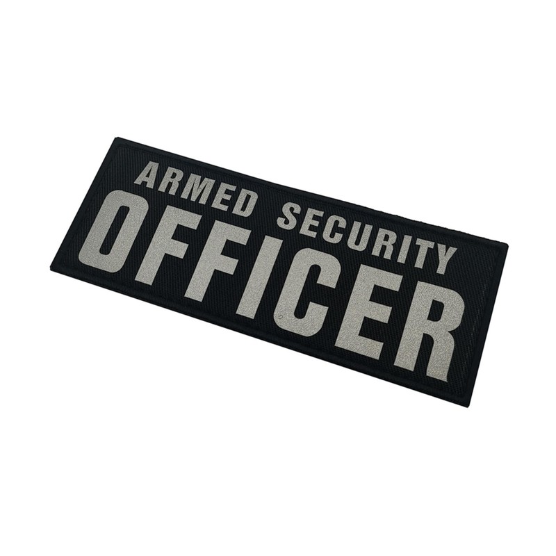 Armed Security Officer Reflective Patches with Hook and Loop Backing,