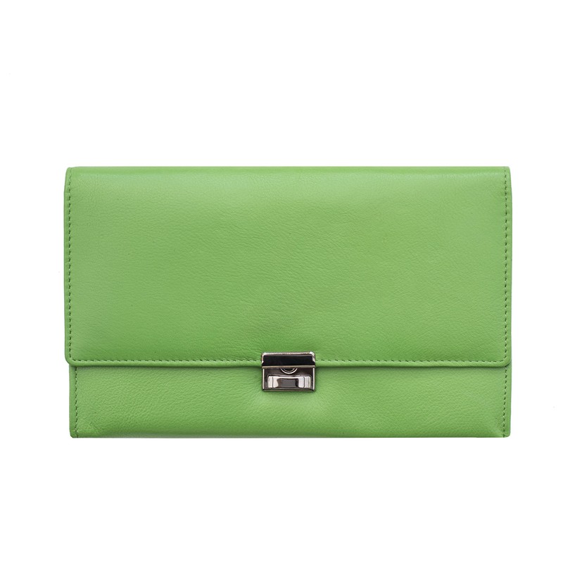 Prime Hide Soft Leather Travel Planner Wallet RFID Blocking Green