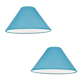 Pack of 2 - Empire Cotton Coolie Lamp Shades for Table Lamps and Pendant Ceiling Lights - 25cm Dia (2, Blue)