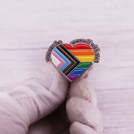 SUCHUANGUANG Gay Badge You Can Be Yourself with Me Enamel Pin Safe Space s Flag Brooch Pins for Backpacks Charm Jewelry Gift