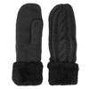 KMystic Plush Lined Cuffed Winter Knit Mittens (Black), One Size
