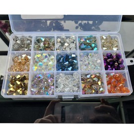 Chengmu 10mm Bicone Glass Beads for Jewelry Making 300pcs Faceted Shape Colourful Crystal Spacer Beads Assortments Supplies Accessories Tools for Bracelets Necklaces with Elastic Cord