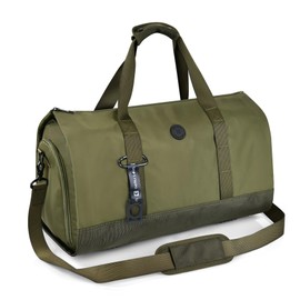 Convertible Garment Bag 2-in-1 Carry On Garment Duffle Weekender 45L with Extended Shoe Compartment, Waterproof Nylon, Hanging Hook for Travel Business Men, Army Green