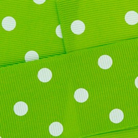 3/8" Grosgrain Ribbon White Dots 550 Apple Green 25yd