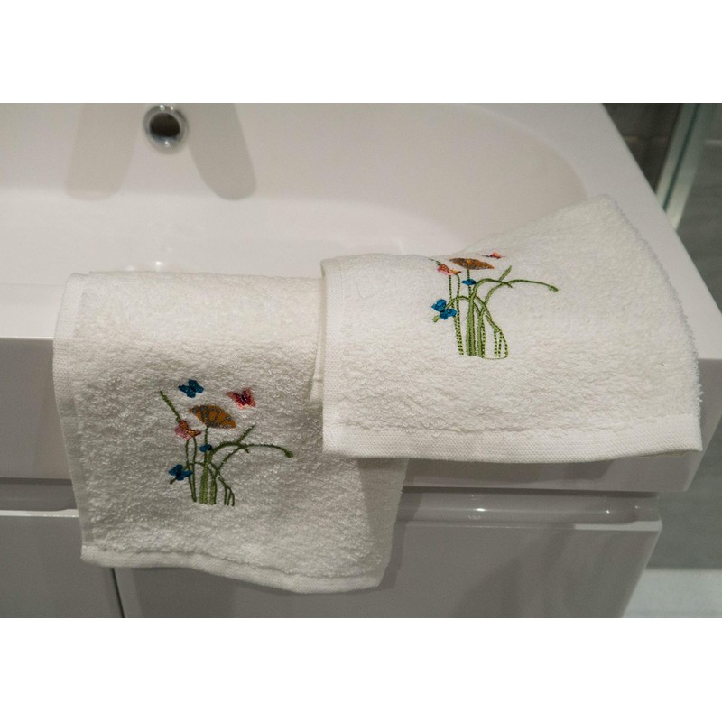 Lex's Linens Floral & Butterfly Embroidered Towels (Set of 2