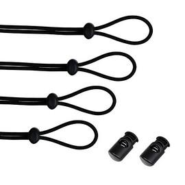 Leshang Goggles Bungee Strap kit (4 Pack), Adjustable Bungee Cord Replacement Kit for Swim Goggles (Black)