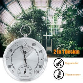 Dial Thermometer, Indoor Outdoor Hygrometer, Simplicity & Easy Reading, for Patio, Pool, Kitchen, Garden, Wall, Greenhouse