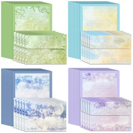 40 Lined Writing Stationery Paper with 20 Envelopes, Beautiful Sky Designs for Writing Letter, Notes, Invitations, 4 Different Style (9.4 x 6.6")