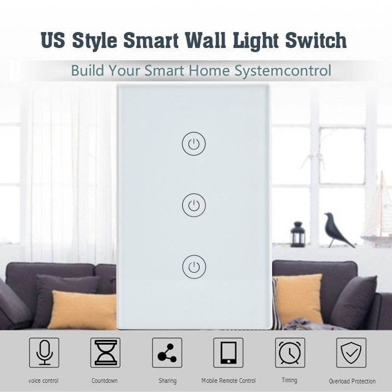 3 Gang Smart Touch Switch Glass Panel Voice APP Remote