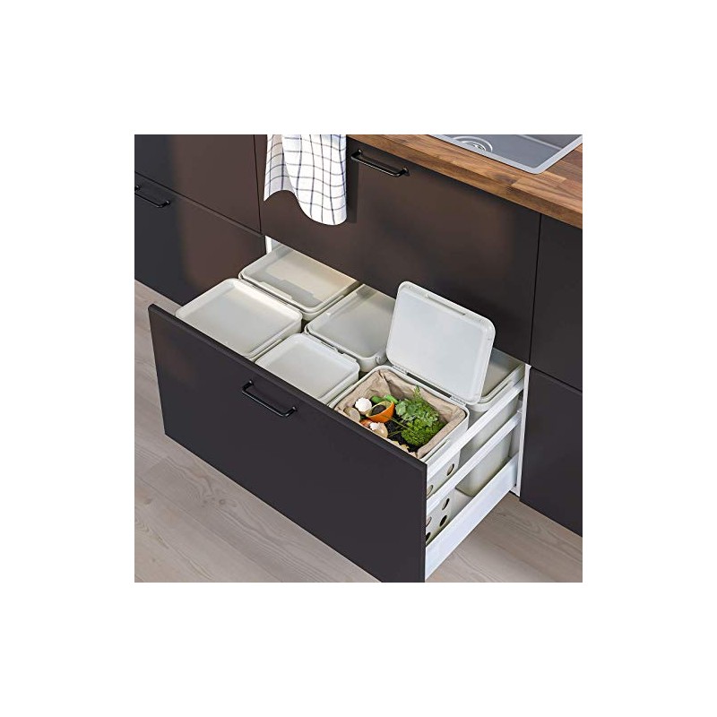 FINCHLEY Bin with lid for organic waste, light grey10 l