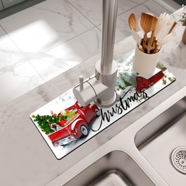 Kitchen Sink Splash Guard Faucet Mat -1 PC Super Absorbent Fast Drying Mat Sink Gadgets-Splash Guard Behind Faucet Drip Catcher for Kitchen, Bathroom,Sink Mat, Dish Drying Mat, Bathroom(15" X 5.5" )