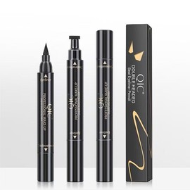 2 in 1번지지 않는 방수 듀얼팁 아이라이너 도장, 블랙, 1개 2-in-1 Waterproof Dual Tip Eyeliner, Black, 1 piece