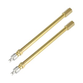 X AUTOHAUX 2pcs 140mm/5.51" Long Brass Auto Tire Valve Extension Adaptor Air Tyre Stem Extender Inflation Stright Bore for Car Truck Motorcycle Bike Scooter