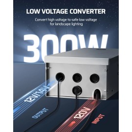 DEWENWILS 300W Low Voltage Transformer Dusk to Dawn Sensor & Timer, 120V AC