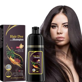 Champú de Color 3 en 1 - Tinte Instantáneo para Cabello, Cobertura 100% de Pelo Blanco, Limpiador y Acondicionador 2 en 1, Sin Sulfatos, Adecuado para Hombres y Mujeres (Marrón)