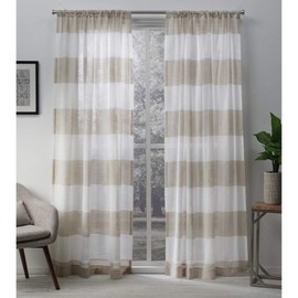 Exclusive Home Curtains Darma Light Filtering Semi-Sheer Linen Rod Pocket Curtain Panel Pair, 50x84, 2 Count
