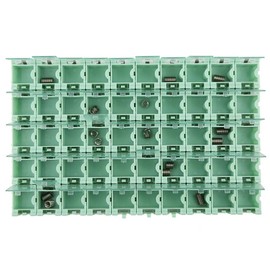 50pcs/Set Green SMT SMD Container Box, Electronic Components Parts Storage Case with Transparent Lid, Mini Component Assortment Storage Box, Tool Organizers