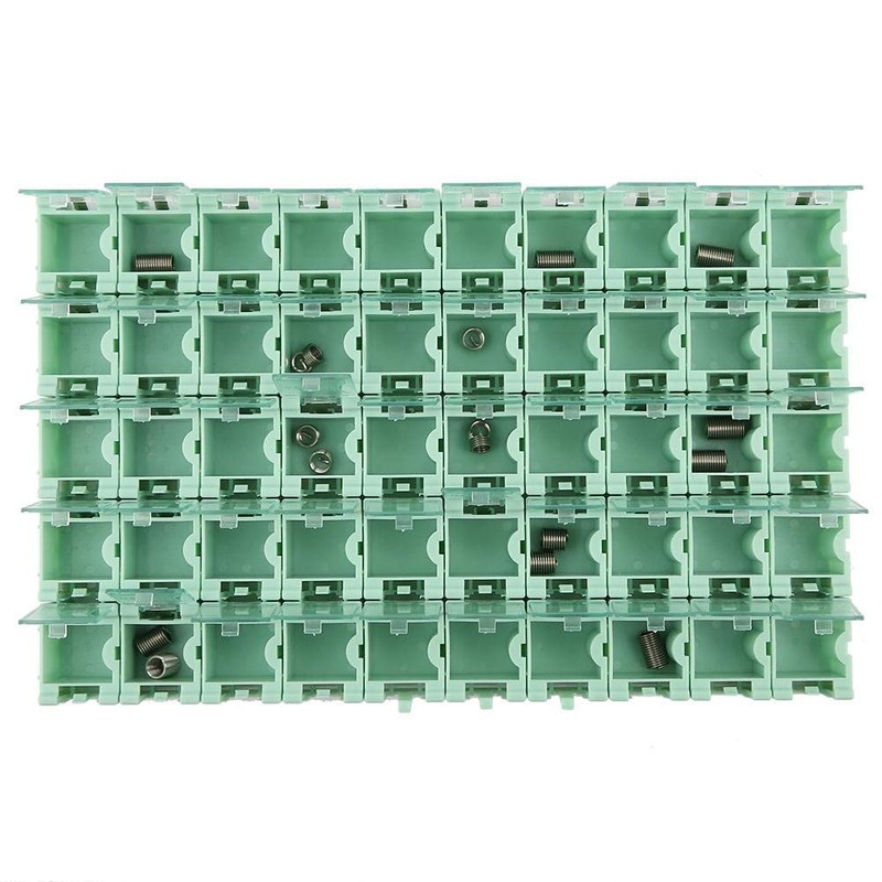 50pcs/Set Green SMT SMD Container Box, Electronic Components Parts Storage