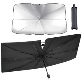 Sun Protection Car Windscreen (145 x 83 cm) & 4 Side Sun Protection (48 x 35 & 48 x 36 cm), 2025 Upgrade 360° Rotatable Foldable Car Parasol - Carbon Fibre Skeleton
