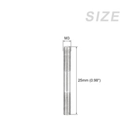 METALLIXITY 20 Pcs Double Sided Stud Screws (M3 Thread 25mm Length) 304 Stainless Steel Double Threaded Bolts - Home Maintenance