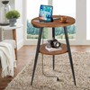 kinnary end Table with Charging Station, 2 Tier Walnut Wood