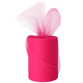 Fluorescent Red Tulle Roll Spool 6 Inch x 100 Yards for Tulle Decoration