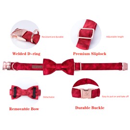 Elegant little tail Christmas Dog Collar Puppy Collar Male or Female Dog Collar with Bow Adjustable Soft Bow Tie Dog Collars for Medium Dogs
